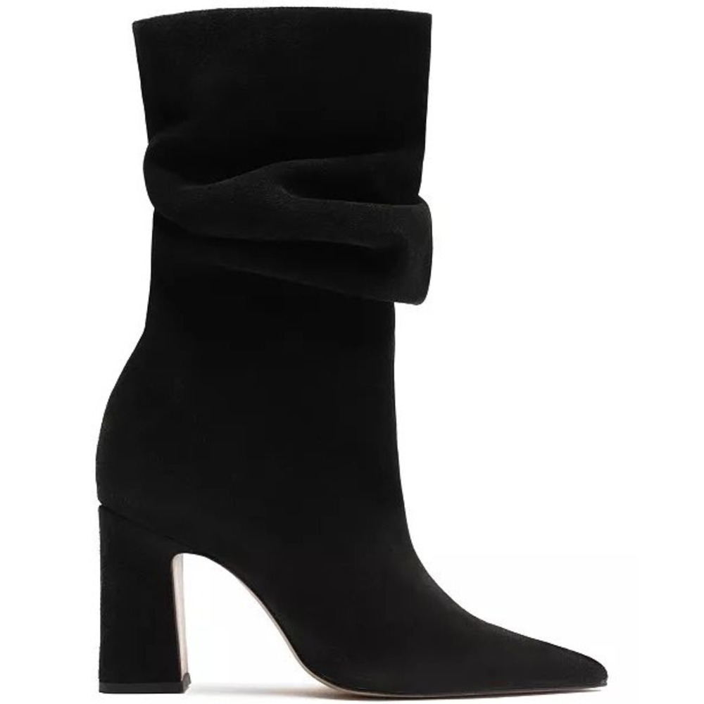 Schutz Harriet Black Suede Slouchy Pointed Toe Block Heel Boots Sz 8.5 B $260 - Picture 2 of 10